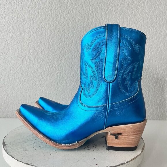 Lane SMOKESHOW Womens Cowboy Bootie 8.5 Blue Western Cowgirl Short Ankle Boots - Picture 4 of 11
